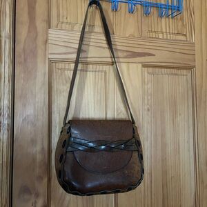 70s Vintage Brown Leather Purse